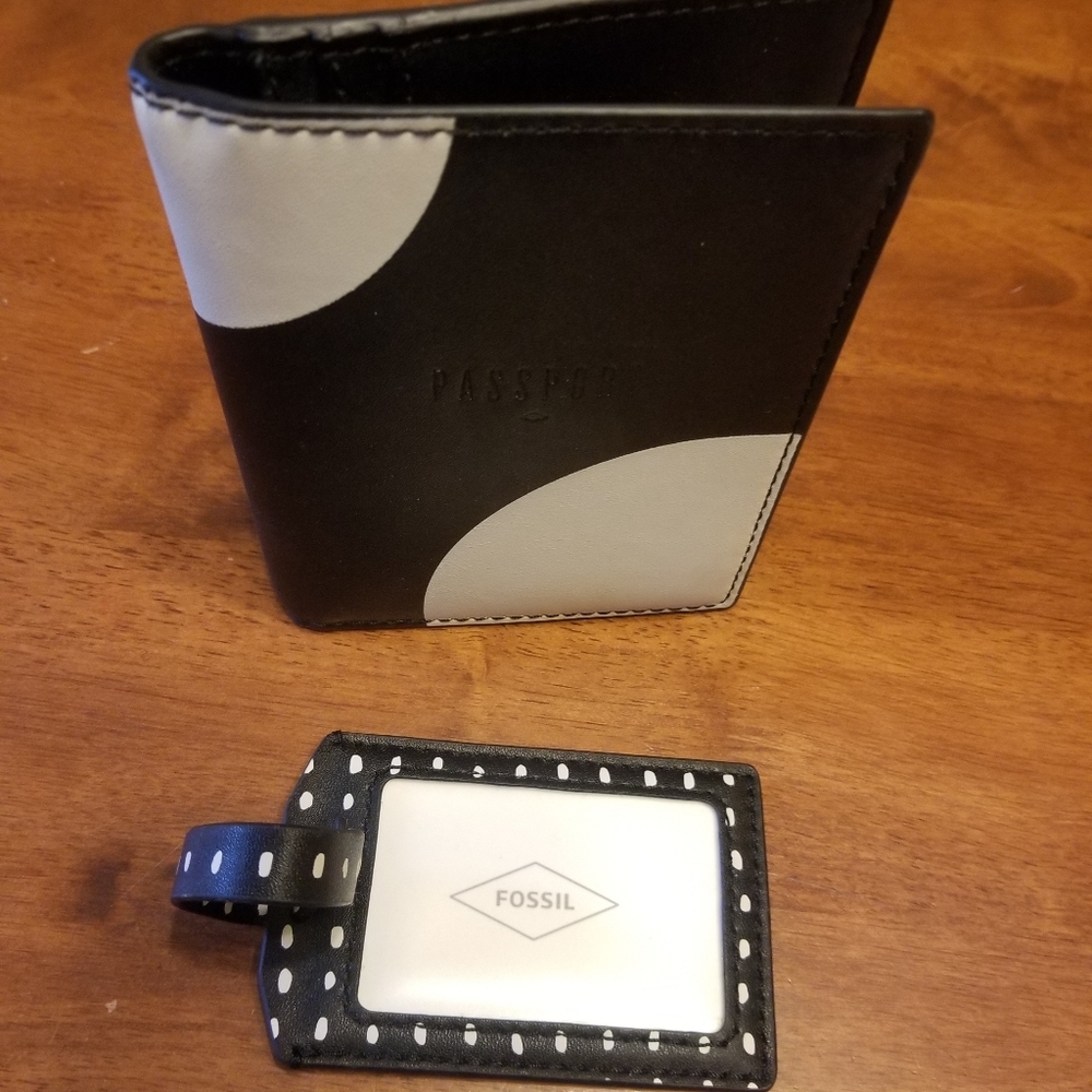 Fossil passport holder and luggage tag